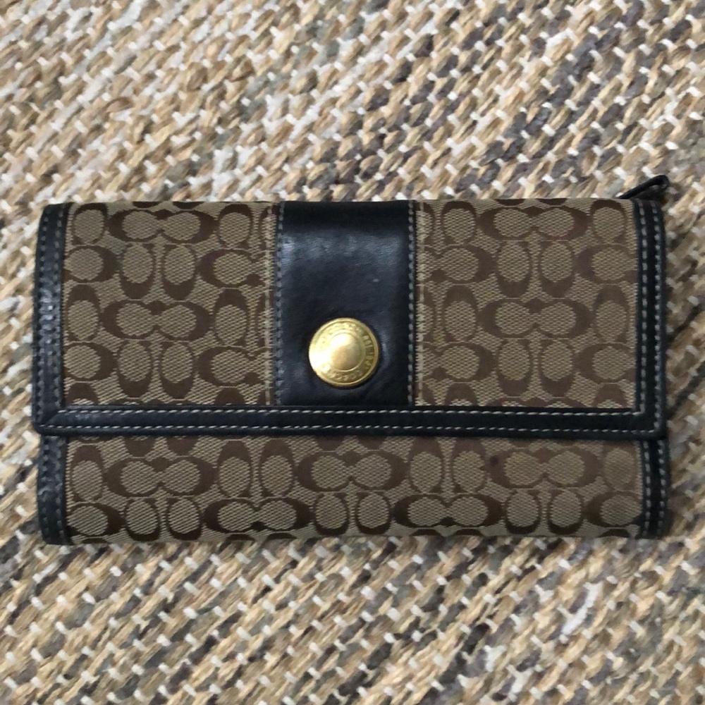 Coach signature tri fold wallet